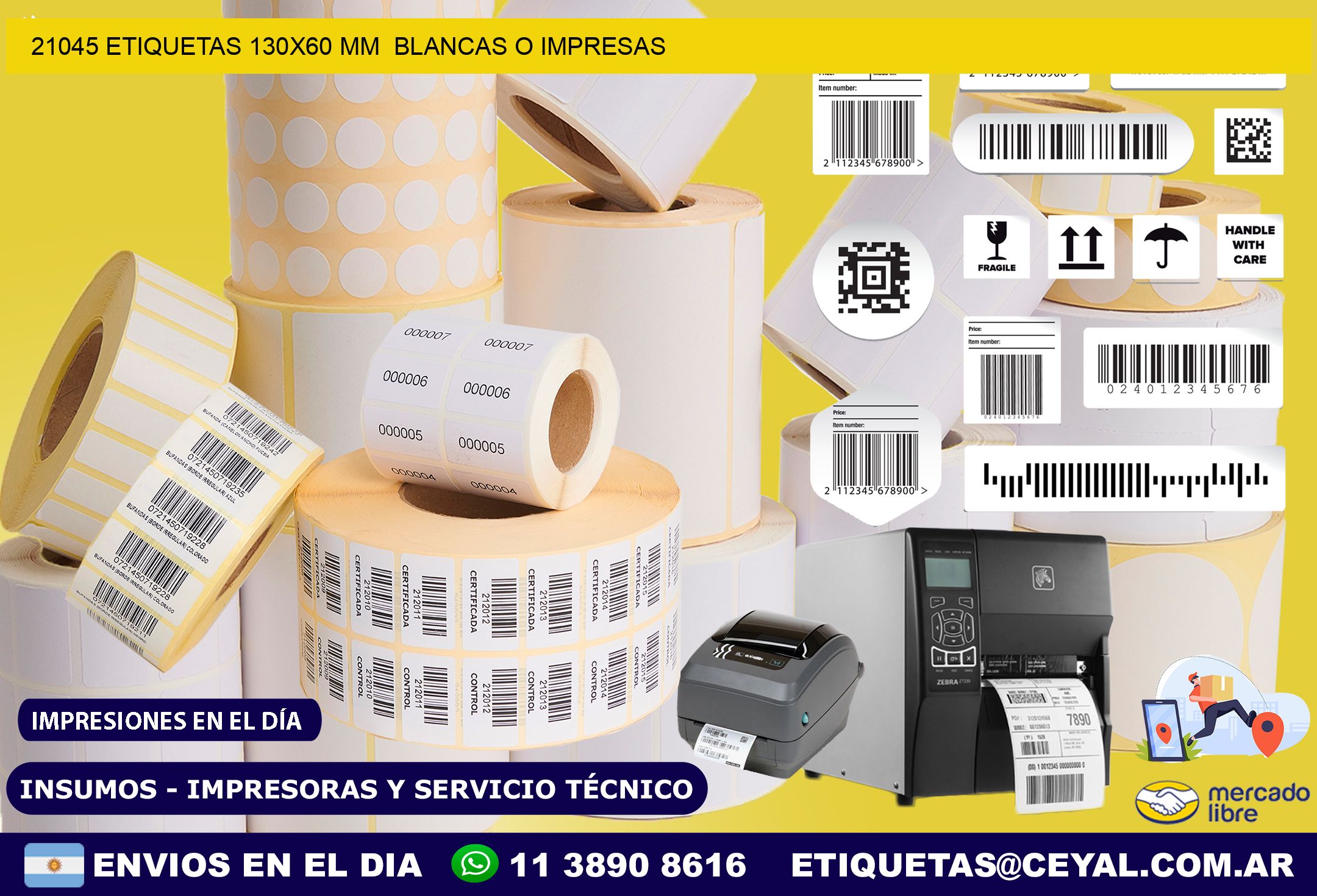 21045 ETIQUETAS 130×60 mm  BLANCAS O IMPRESAS