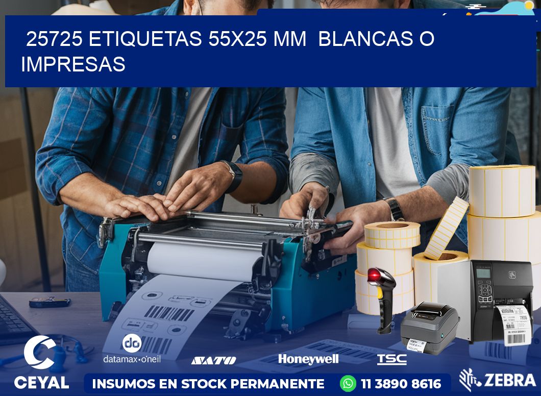 25725 ETIQUETAS 55×25 mm  BLANCAS O IMPRESAS