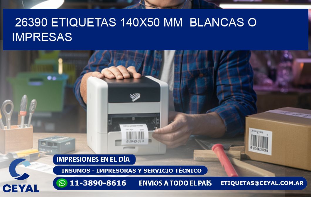 26390 ETIQUETAS 140x50 mm BLANCAS O IMPRESAS