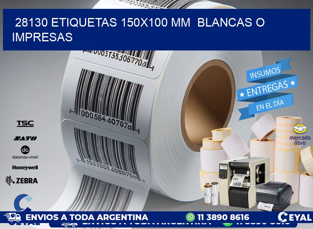 28130 ETIQUETAS 150x100 mm  BLANCAS O IMPRESAS