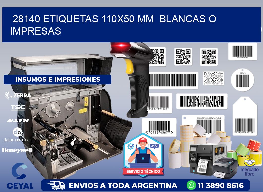28140 ETIQUETAS 110x50 mm BLANCAS O IMPRESAS