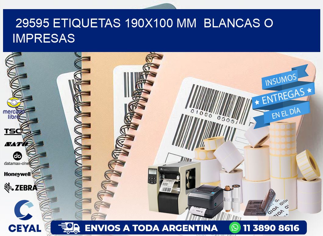 29595 ETIQUETAS 190x100 mm  BLANCAS O IMPRESAS