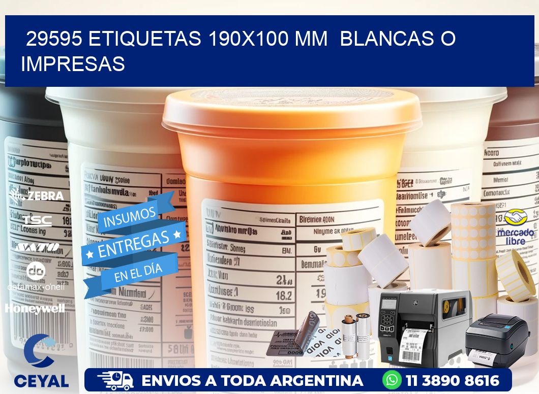 29595 ETIQUETAS 190x100 mm  BLANCAS O IMPRESAS