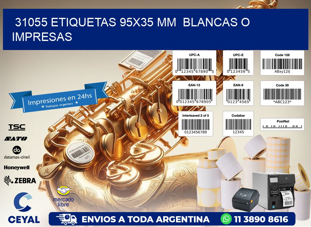 31055 ETIQUETAS 95x35 mm BLANCAS O IMPRESAS