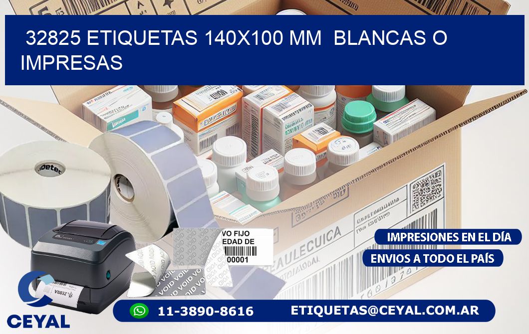 32825 ETIQUETAS 140x100 mm BLANCAS O IMPRESAS