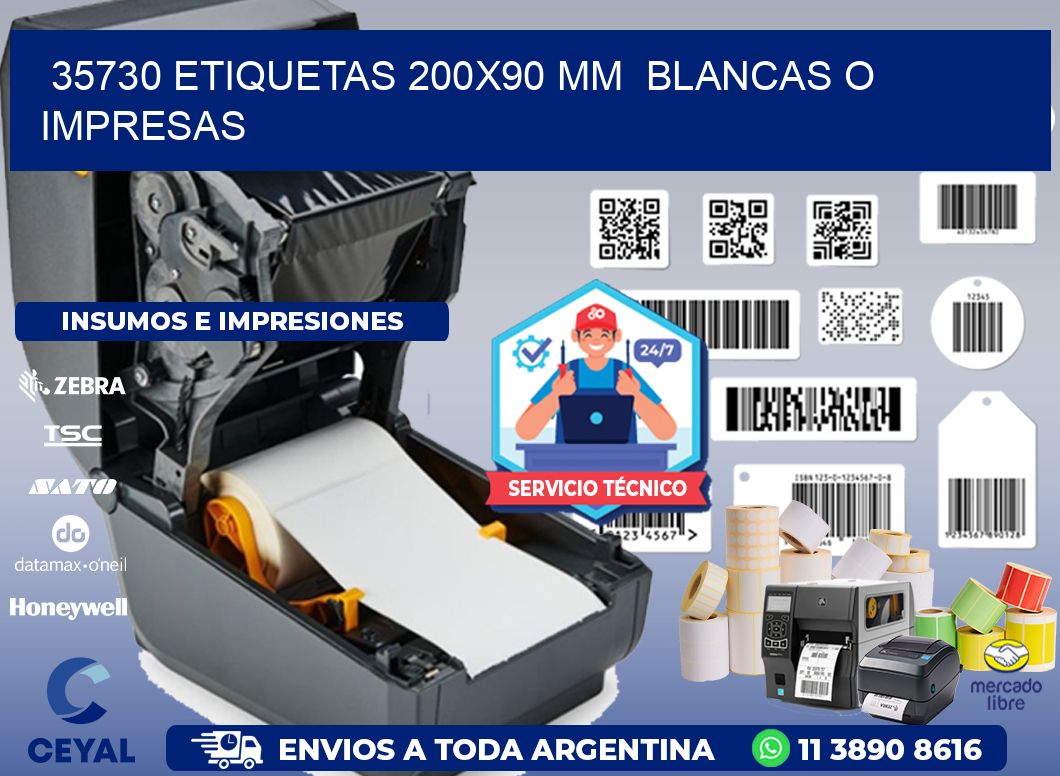 35730 ETIQUETAS 200x90 mm  BLANCAS O IMPRESAS