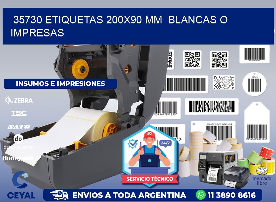 35730 ETIQUETAS 200x90 mm  BLANCAS O IMPRESAS