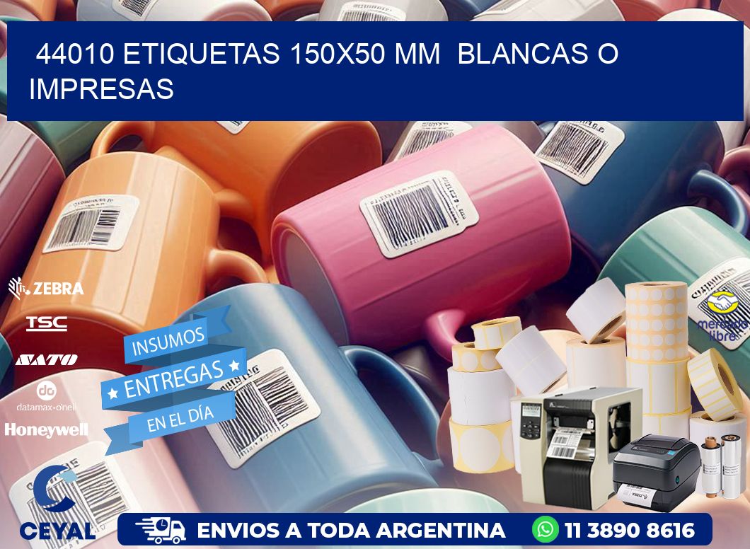 44010 ETIQUETAS 150x50 mm  BLANCAS O IMPRESAS