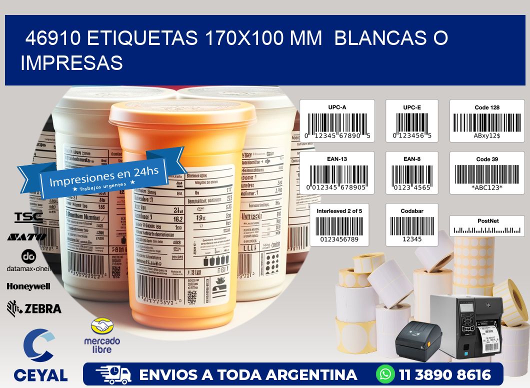 46910 ETIQUETAS 170x100 mm BLANCAS O IMPRESAS