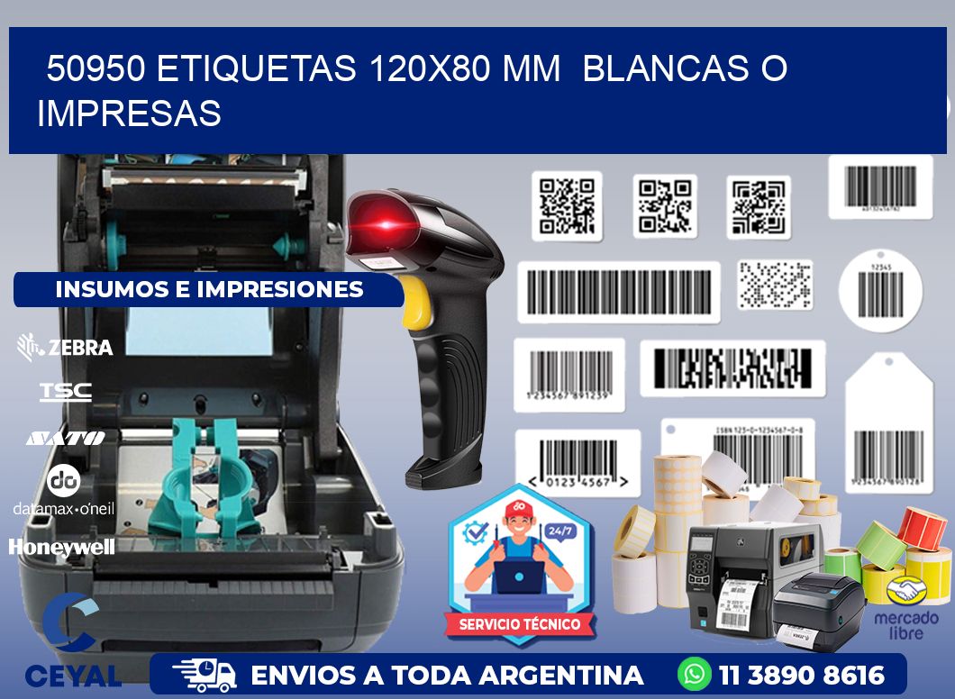 50950 ETIQUETAS 120x80 mm  BLANCAS O IMPRESAS