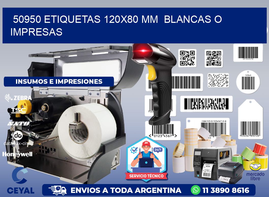 50950 ETIQUETAS 120x80 mm  BLANCAS O IMPRESAS