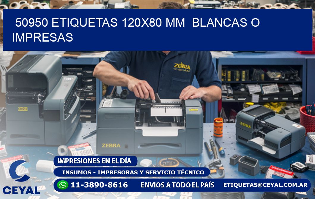 50950 ETIQUETAS 120x80 mm  BLANCAS O IMPRESAS