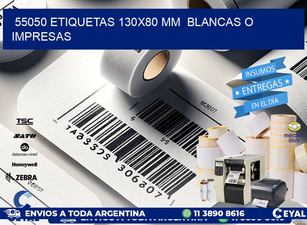 55050 ETIQUETAS 130x80 mm  BLANCAS O IMPRESAS