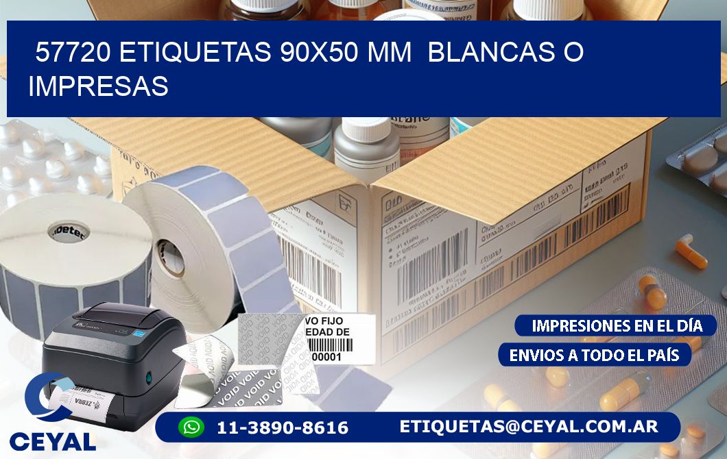 57720 ETIQUETAS 90x50 mm BLANCAS O IMPRESAS
