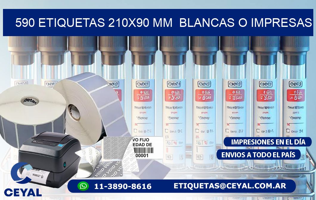 590 ETIQUETAS 210x90 mm  BLANCAS O IMPRESAS