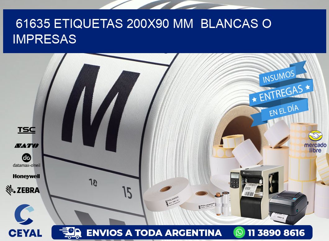 61635 ETIQUETAS 200x90 mm  BLANCAS O IMPRESAS