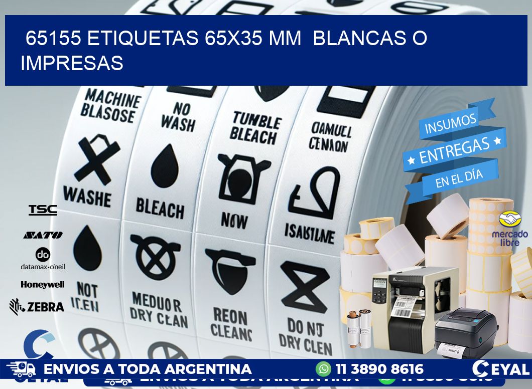 65155 ETIQUETAS 65x35 mm  BLANCAS O IMPRESAS