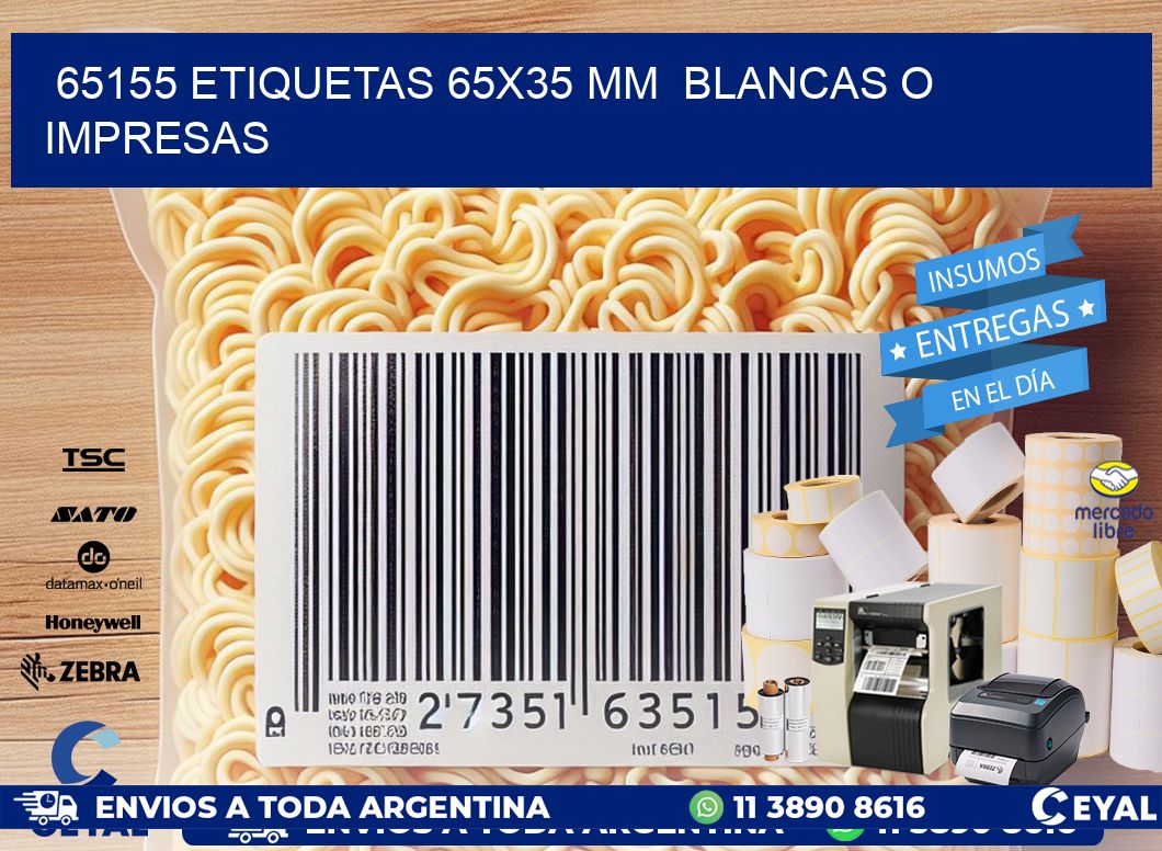 65155 ETIQUETAS 65x35 mm  BLANCAS O IMPRESAS