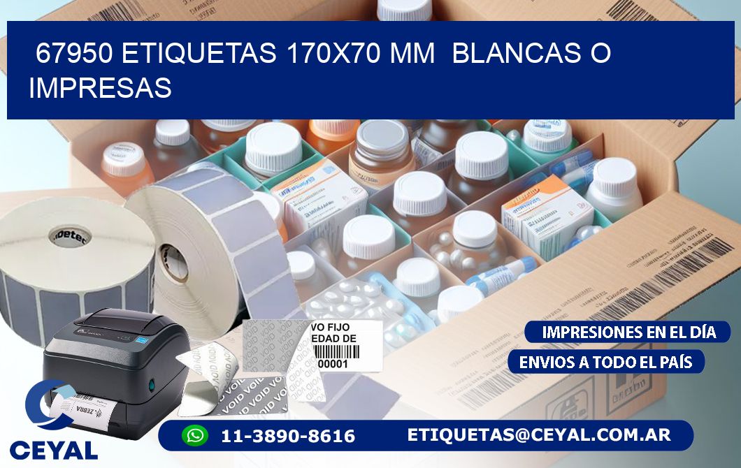 67950 ETIQUETAS 170x70 mm  BLANCAS O IMPRESAS