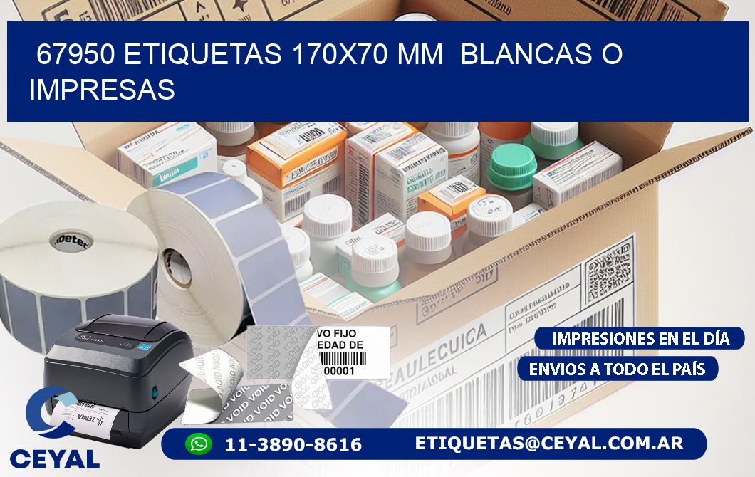 67950 ETIQUETAS 170×70 mm  BLANCAS O IMPRESAS
