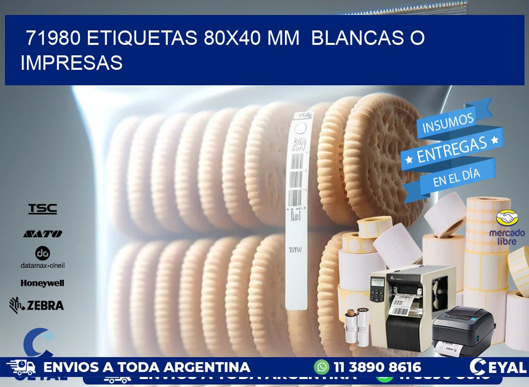 71980 ETIQUETAS 80x40 mm  BLANCAS O IMPRESAS