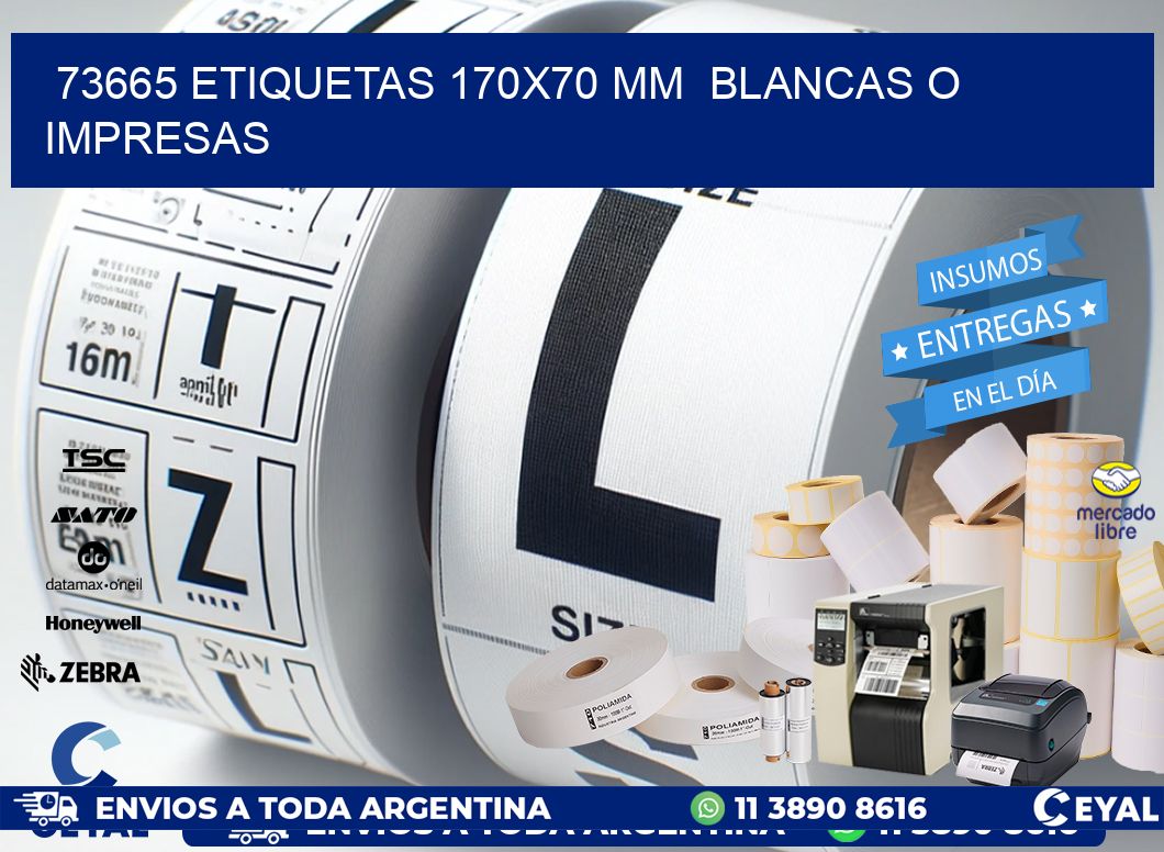 73665 ETIQUETAS 170x70 mm  BLANCAS O IMPRESAS