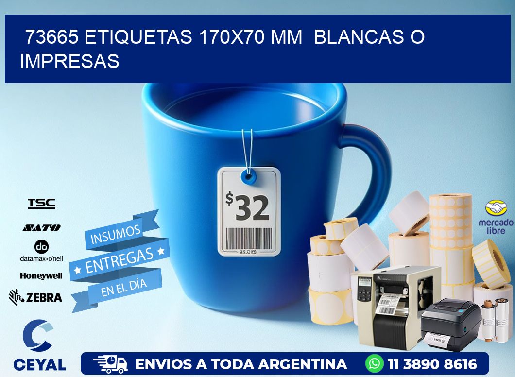 73665 ETIQUETAS 170x70 mm  BLANCAS O IMPRESAS