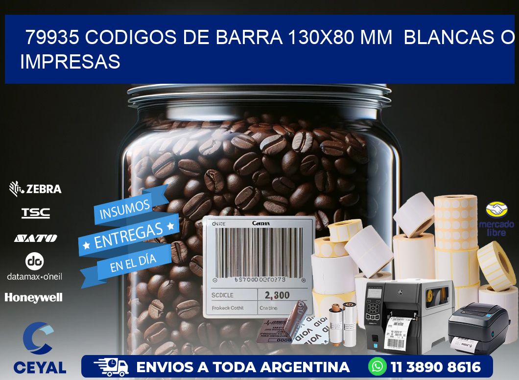 79935 CODIGOS DE BARRA 130x80 mm BLANCAS O IMPRESAS