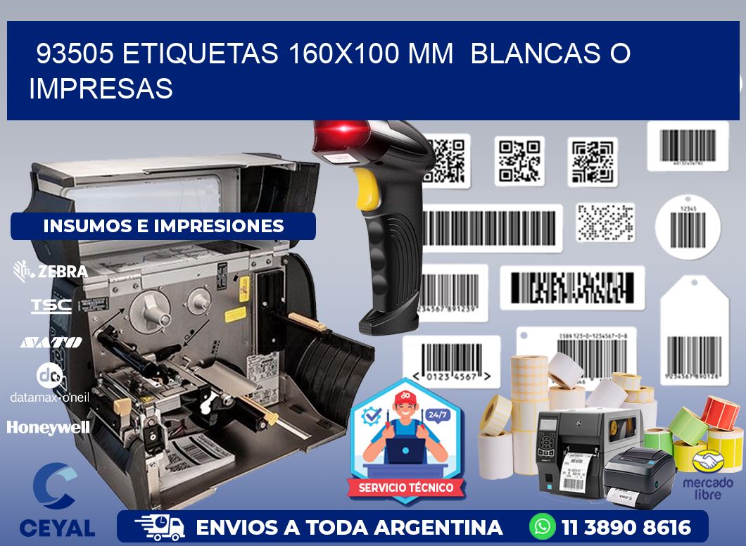 93505 ETIQUETAS 160x100 mm BLANCAS O IMPRESAS