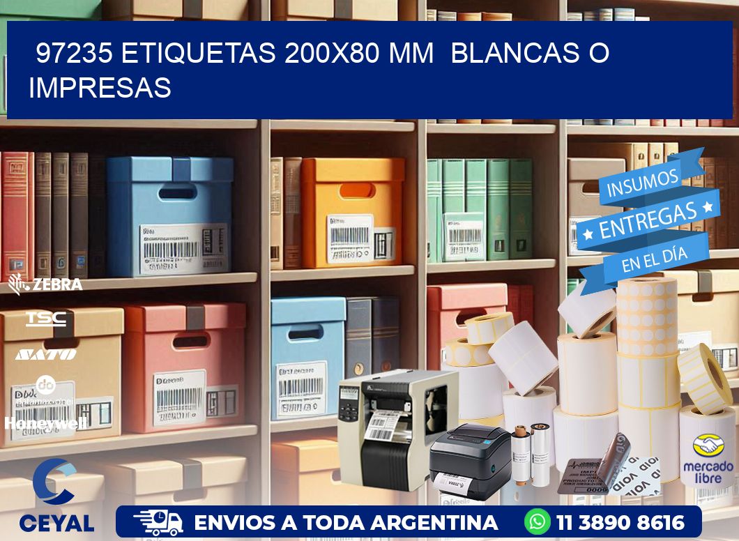 97235 ETIQUETAS 200x80 mm  BLANCAS O IMPRESAS