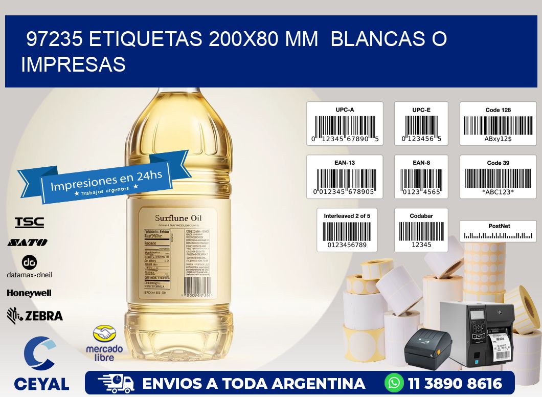 97235 ETIQUETAS 200x80 mm  BLANCAS O IMPRESAS