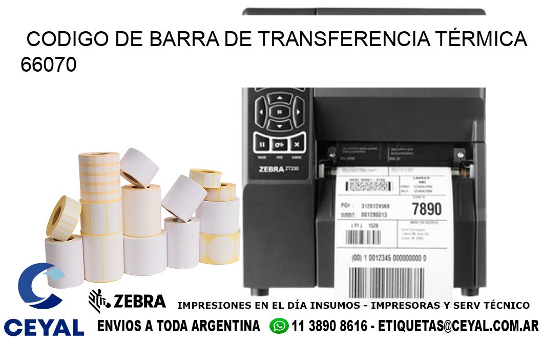 CODIGO DE BARRA DE TRANSFERENCIA TÉRMICA 66070