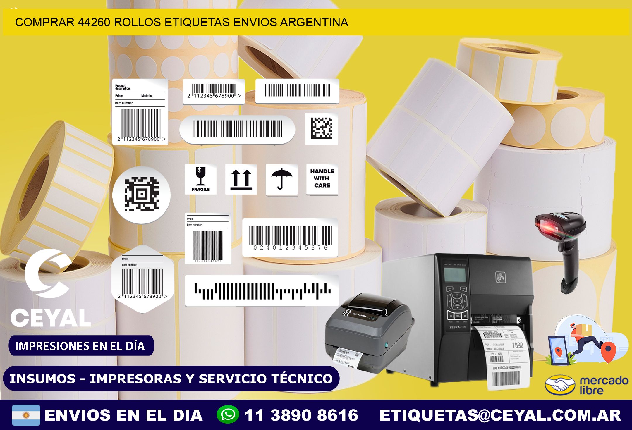 COMPRAR 44260 ROLLOS ETIQUETAS ENVIOS ARGENTINA