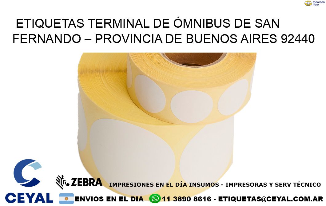 ETIQUETAS TERMINAL DE ÓMNIBUS DE SAN FERNANDO – PROVINCIA DE BUENOS AIRES 92440
