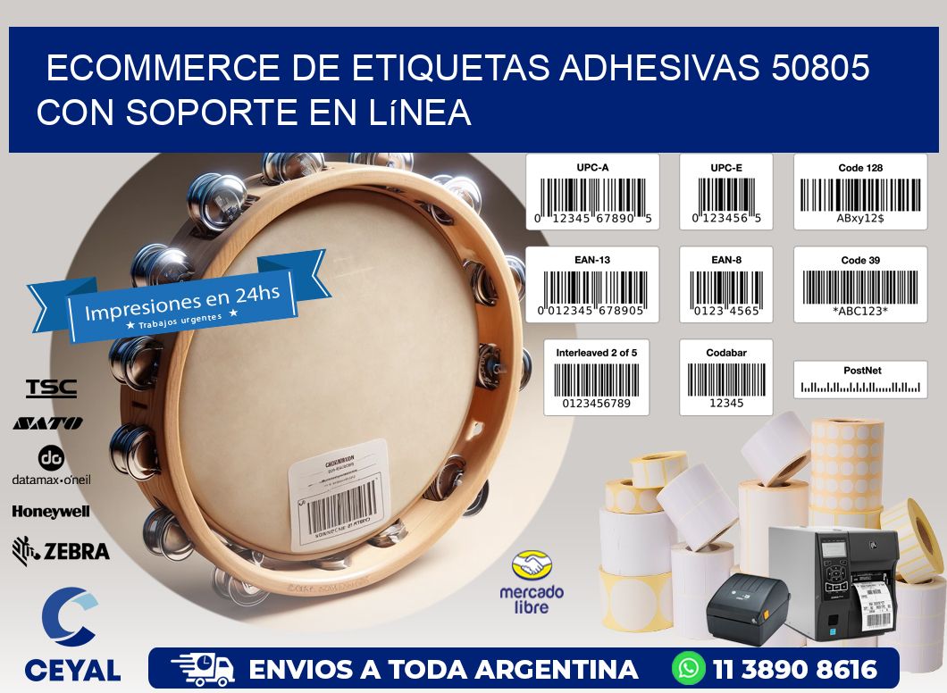 Ecommerce de Etiquetas Adhesivas 50805 con Soporte en Línea