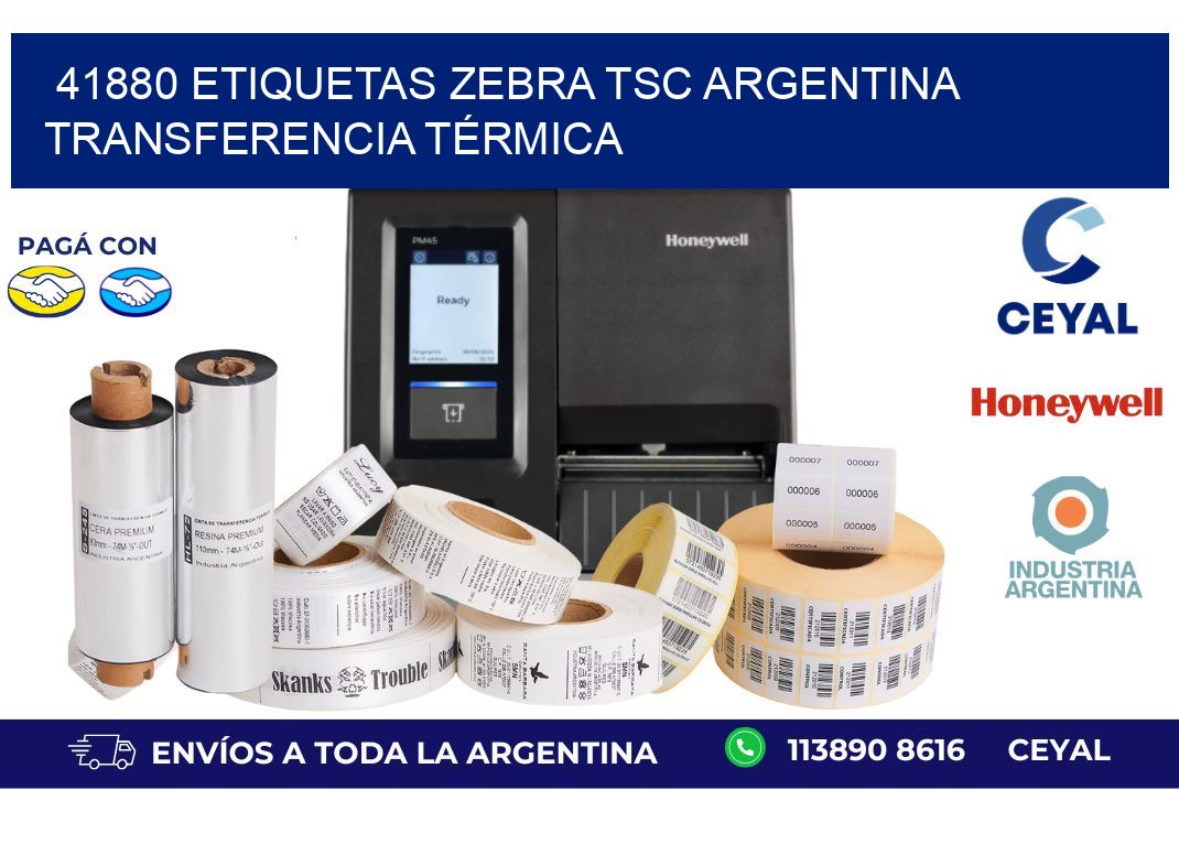 41880 etiquetas zebra tsc argentina TRANSFERENCIA TÉRMICA