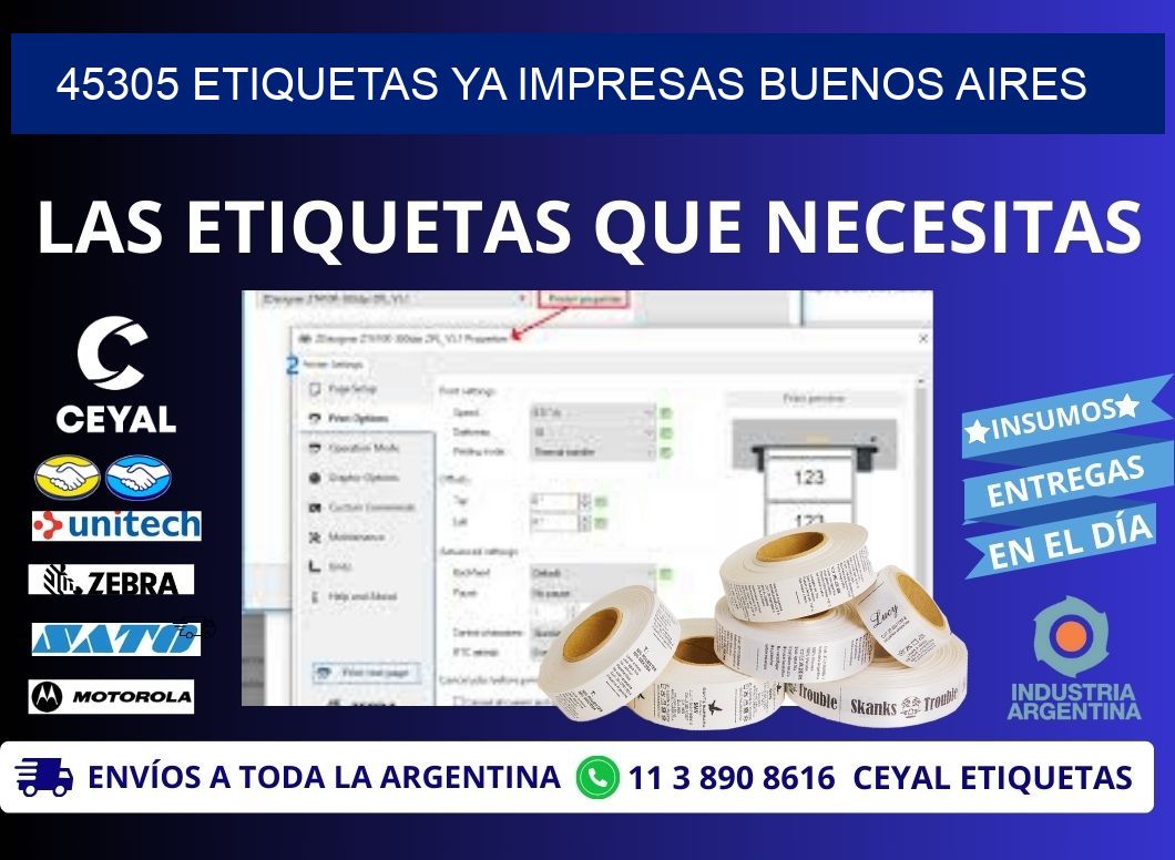 45305 ETIQUETAS YA IMPRESAS BUENOS AIRES