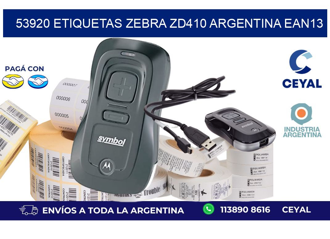 53920 etiquetas zebra zd410 argentina EAN13