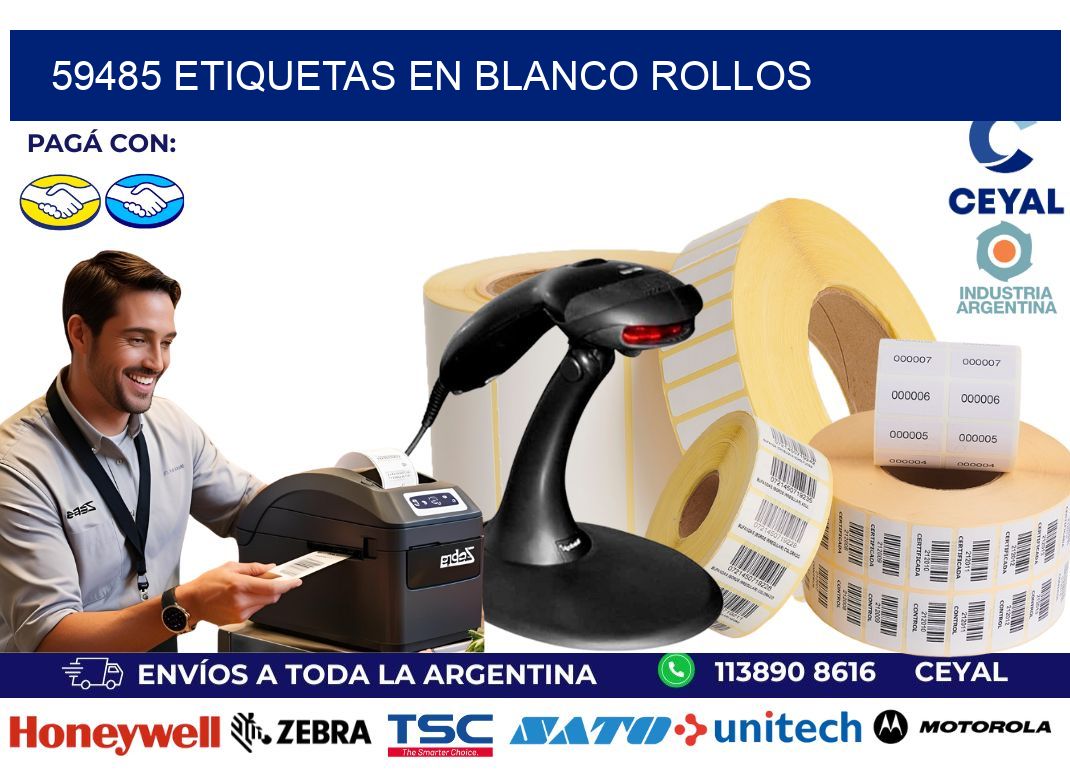 59485 ETIQUETAS EN BLANCO ROLLOS