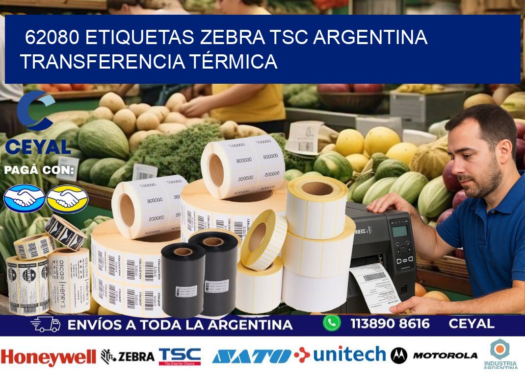 62080 etiquetas zebra tsc argentina TRANSFERENCIA TÉRMICA