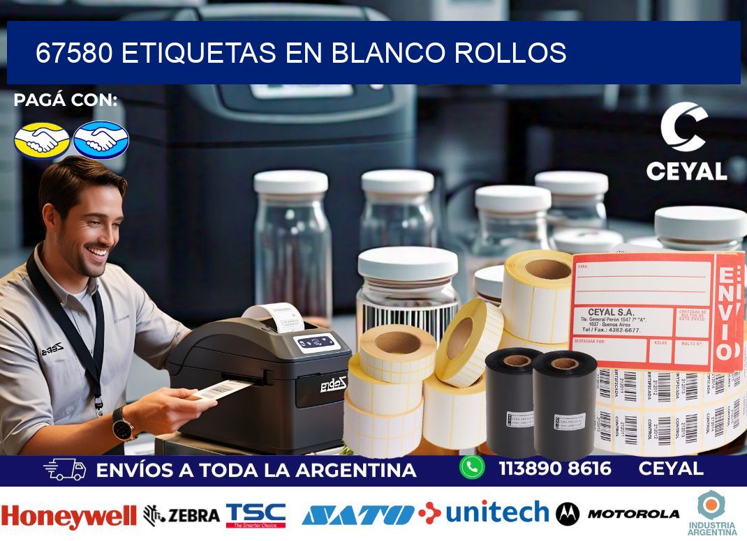 67580 ETIQUETAS EN BLANCO ROLLOS