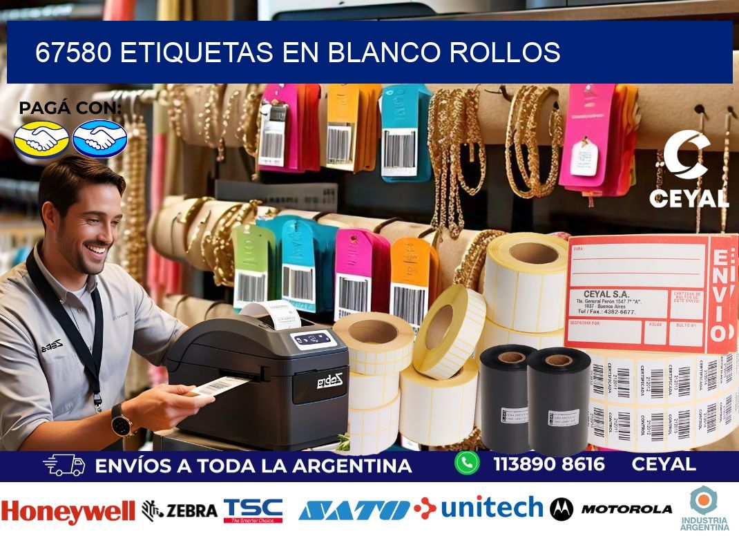67580 ETIQUETAS EN BLANCO ROLLOS