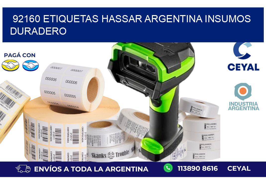 92160 etiquetas hassar argentina INSUMOS DURADERO