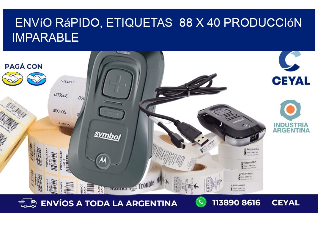 Envío Rápido, Etiquetas  88 x 40 Producción Imparable