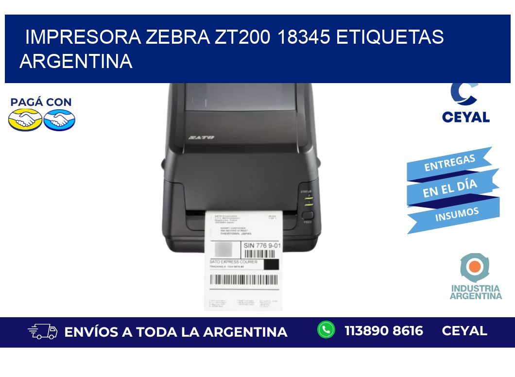 Impresora zebra zt200 18345 etiquetas argentina