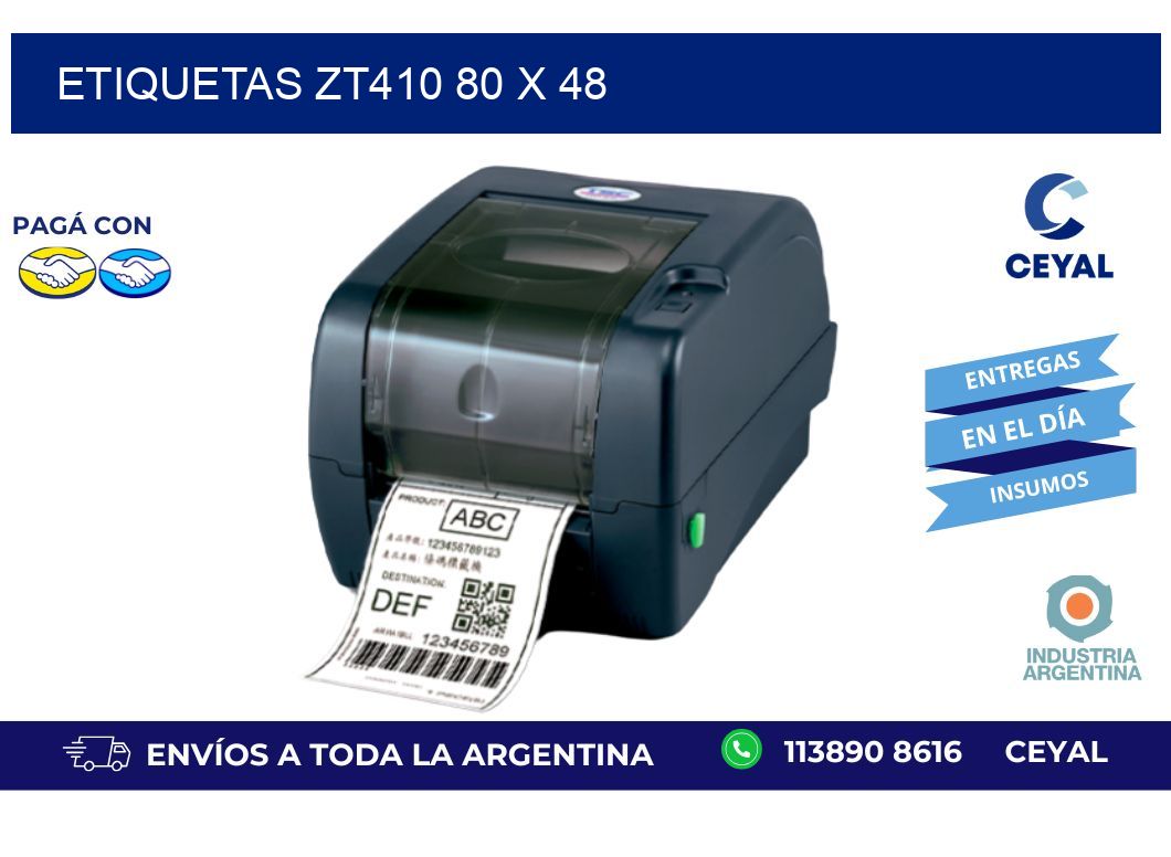 etiquetas zt410 80 x 48