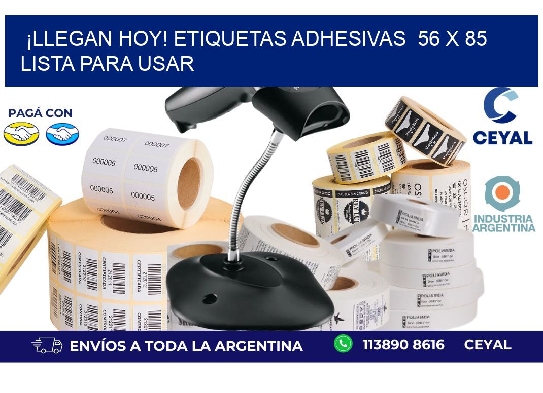 ¡Llegan Hoy! Etiquetas Adhesivas  56 x 85 Lista para Usar