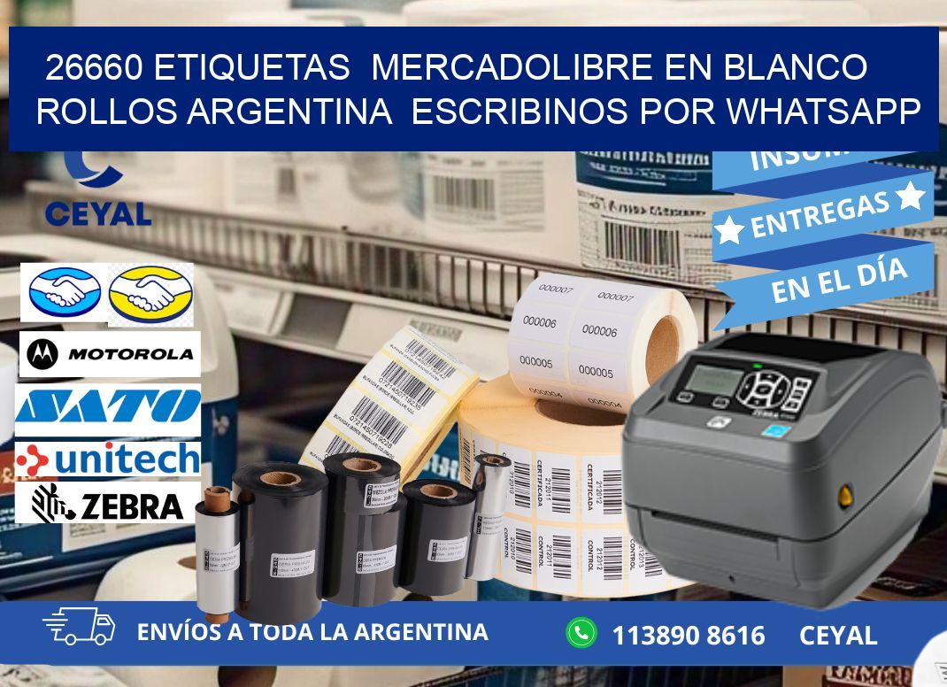 26660 ETIQUETAS  MERCADOLIBRE EN BLANCO ROLLOS ARGENTINA  ESCRIBINOS POR WHATSAPP