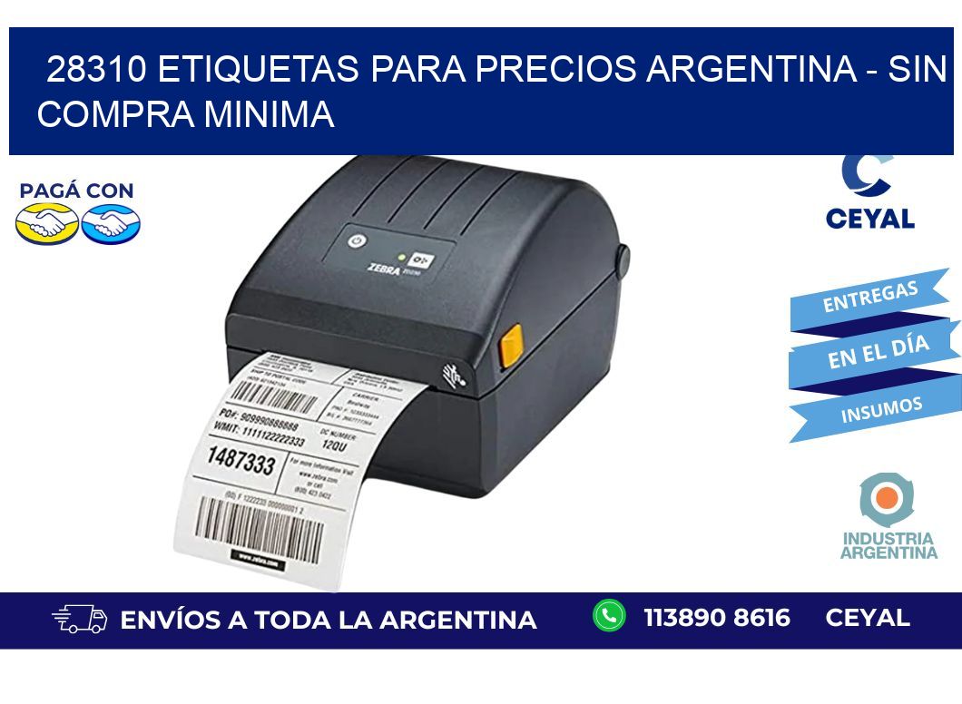 28310 ETIQUETAS PARA PRECIOS ARGENTINA - SIN COMPRA MINIMA
