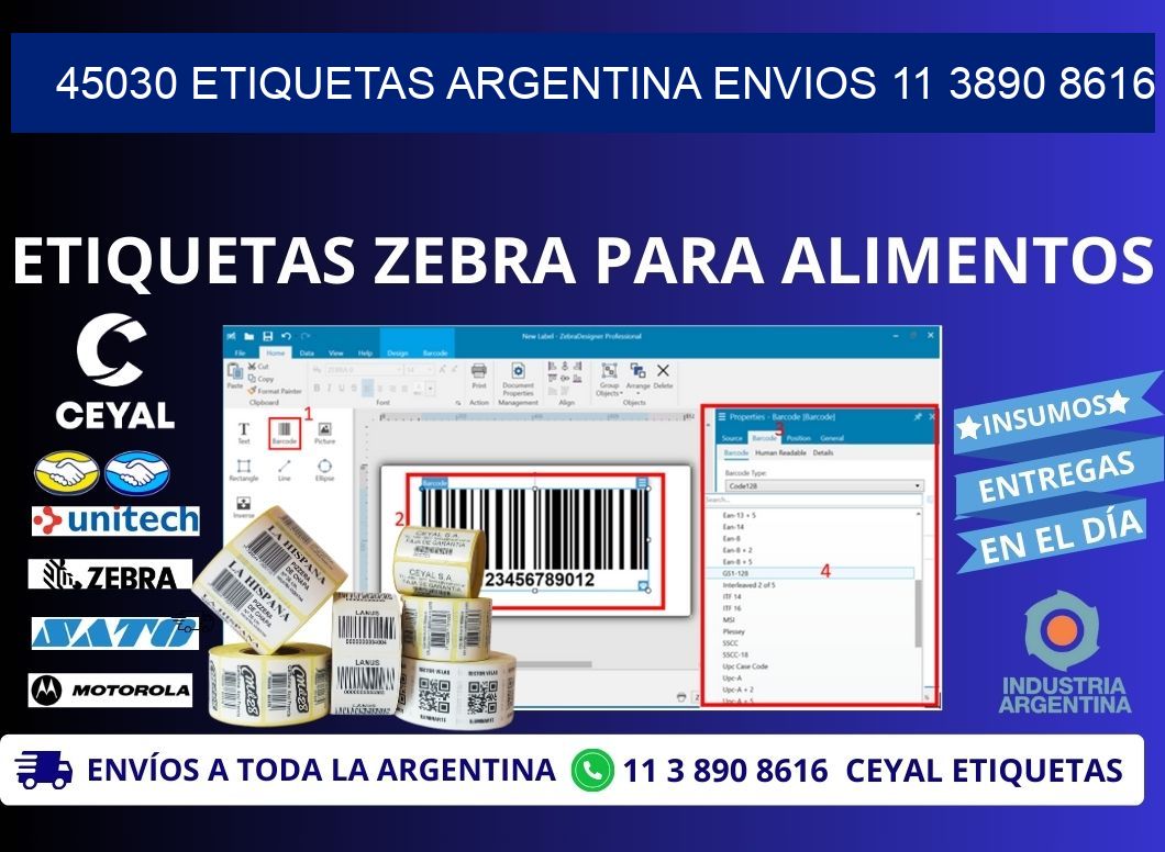 45030 ETIQUETAS ARGENTINA ENVIOS 11 3890 8616